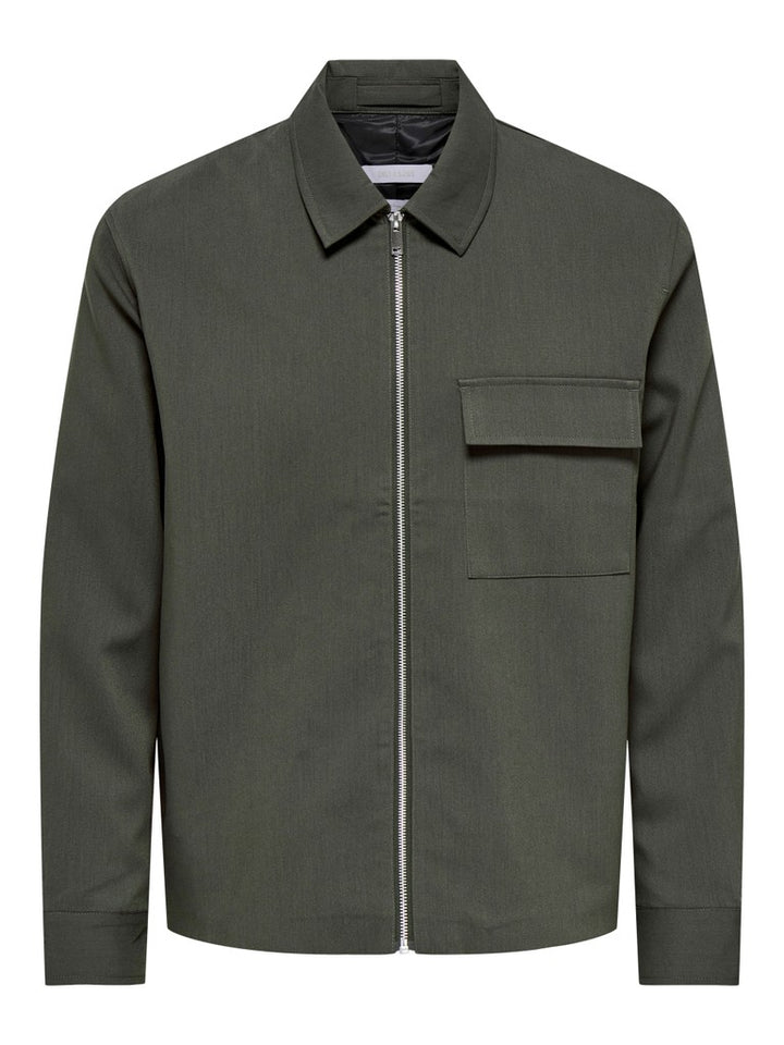Onswill Reg 0292 Zip Overshirt Frml Noos - Groen