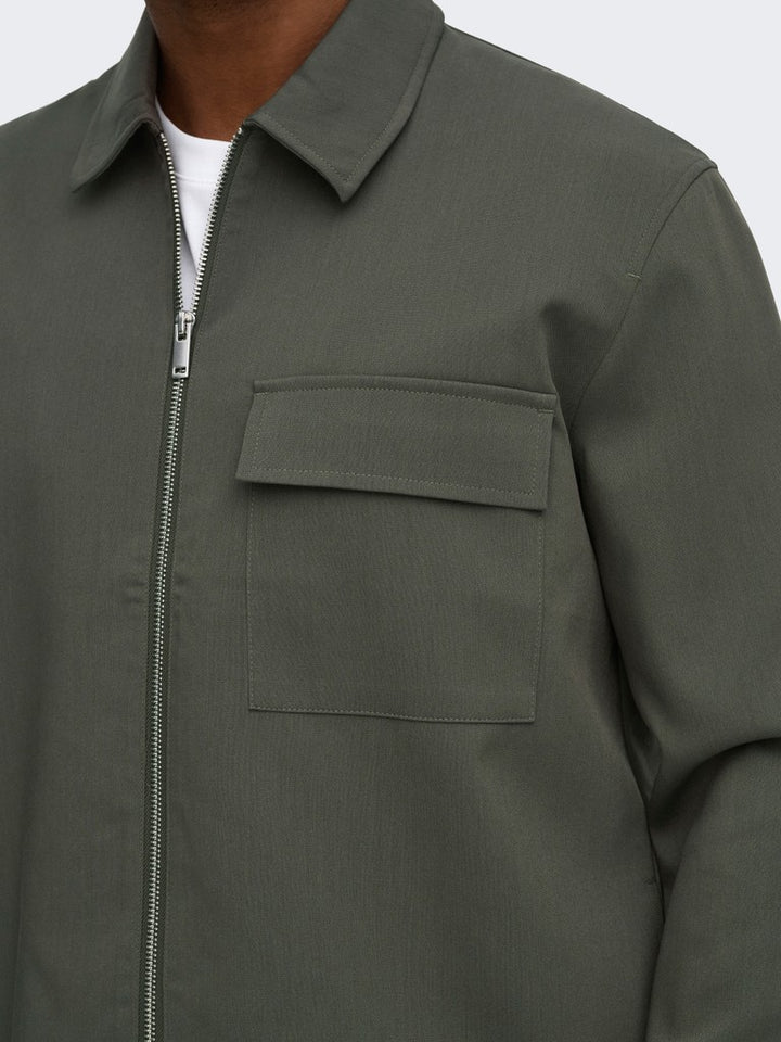 Onswill Reg 0292 Zip Overshirt Frml Noos - Groen