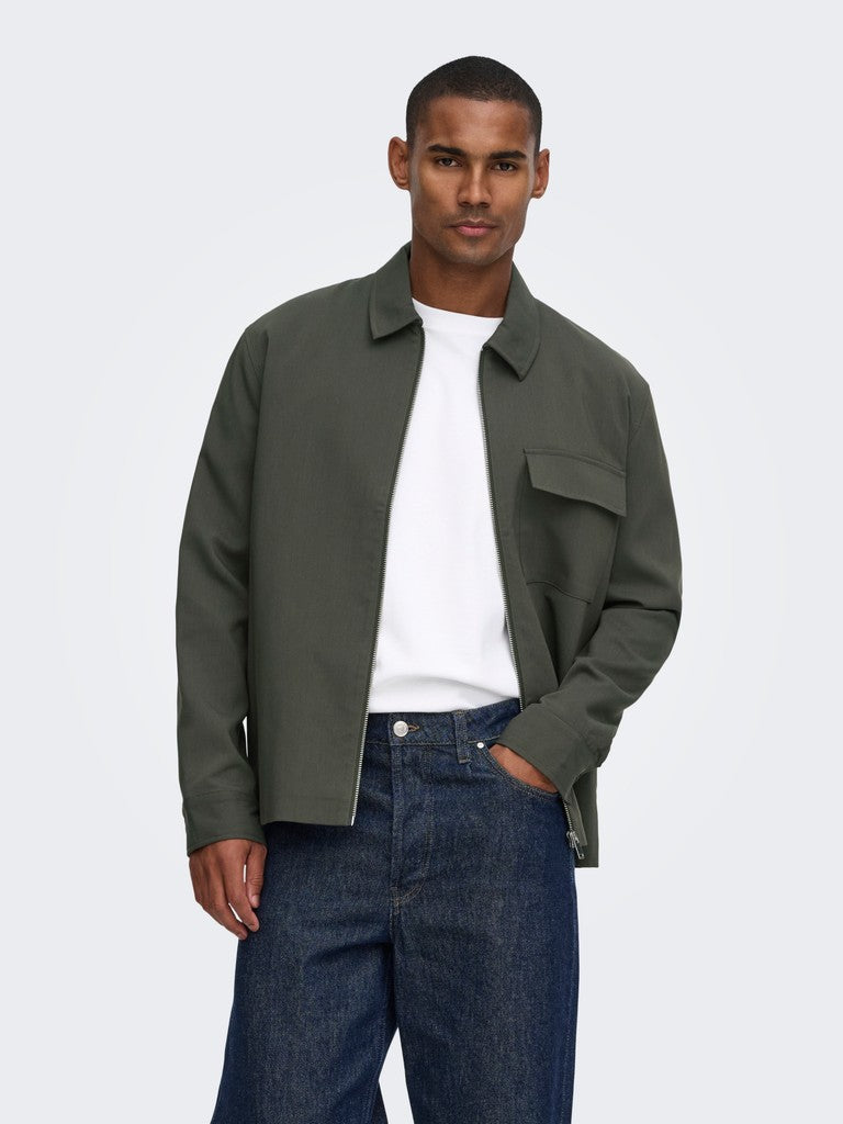 Onswill Reg 0292 Zip Overshirt Frml Noos - Groen