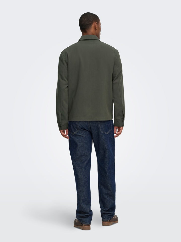 Onswill Reg 0292 Zip Overshirt Frml Noos - Groen