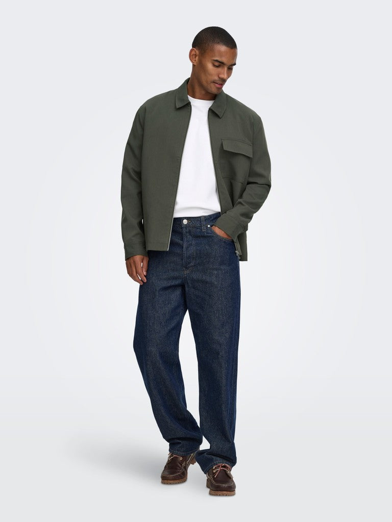 Onswill Reg 0292 Zip Overshirt Frml Noos - Groen