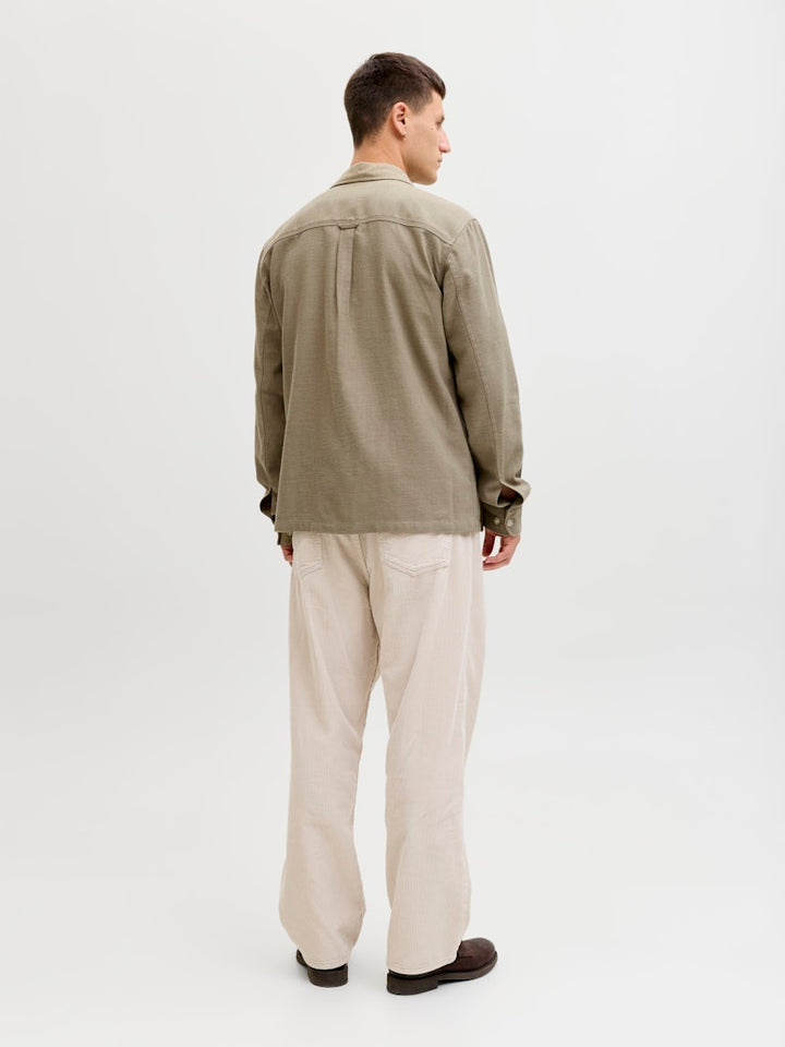 Jprblurayle Linen Bl. Solid Ls Shirt Sn - Olijf