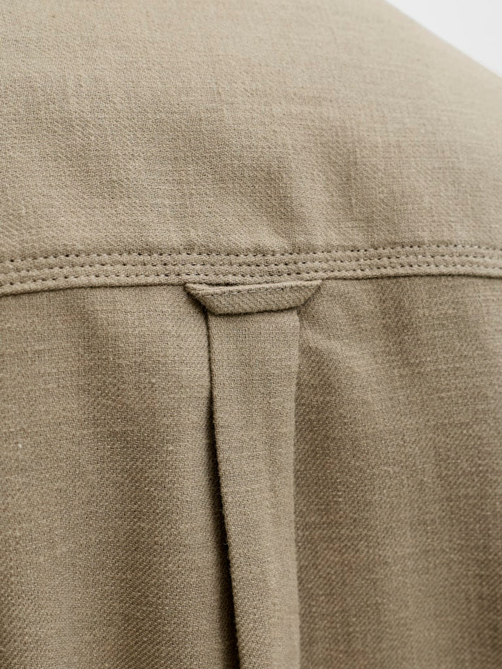 Jprblurayle Linen Bl. Solid Ls Shirt Sn - Olijf