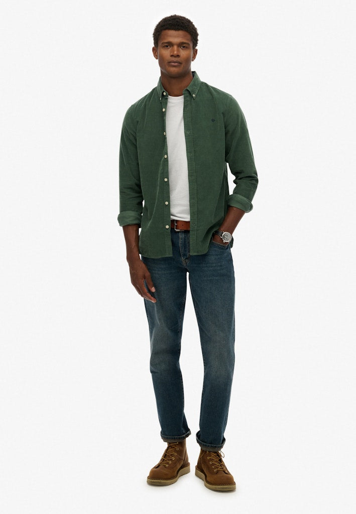 Classic Needle Cord Overhemd - Oud Groen