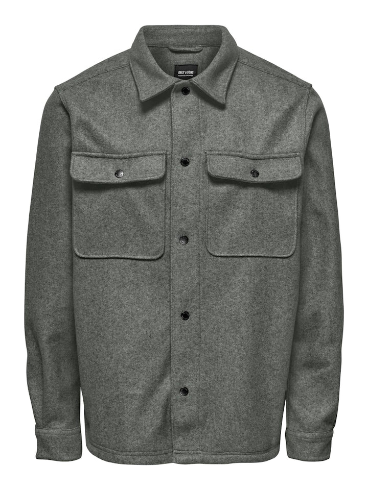 Onsash Ovr Woolen Look Pkt Ls Shirt - Oud Groen