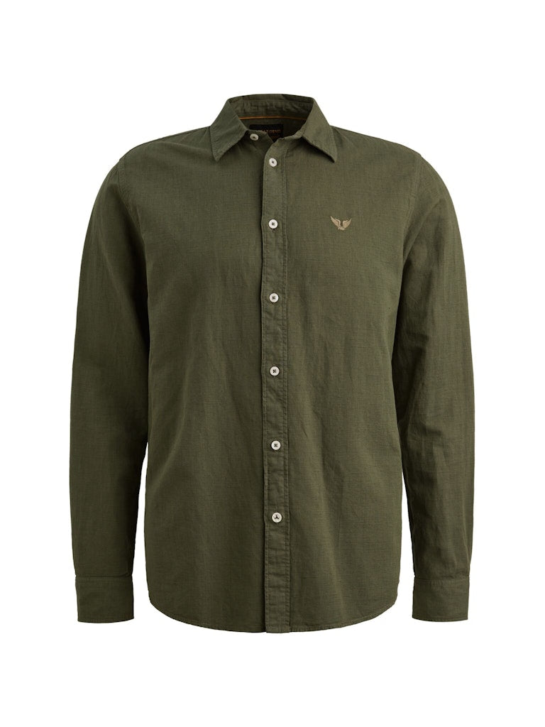 Long Sleeve Shirt Ctn Linen Garmen - Army