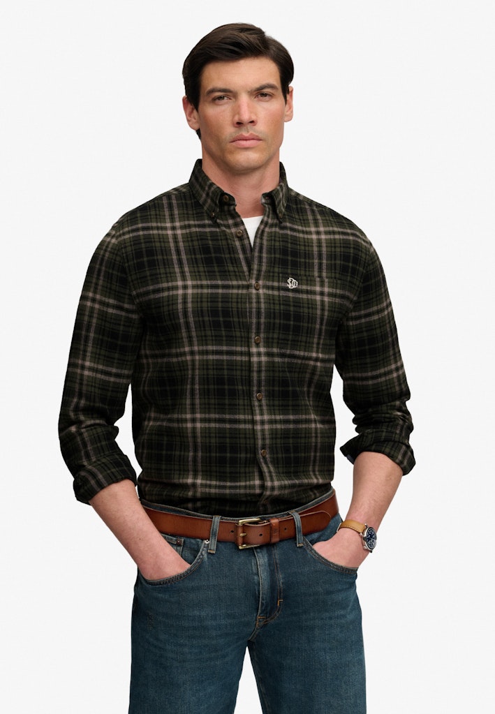 Long Sleeve Cotton Lumberjack Shirt - Groen Dessin