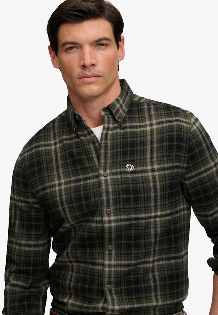 Long Sleeve Cotton Lumberjack Shirt - Groen Dessin