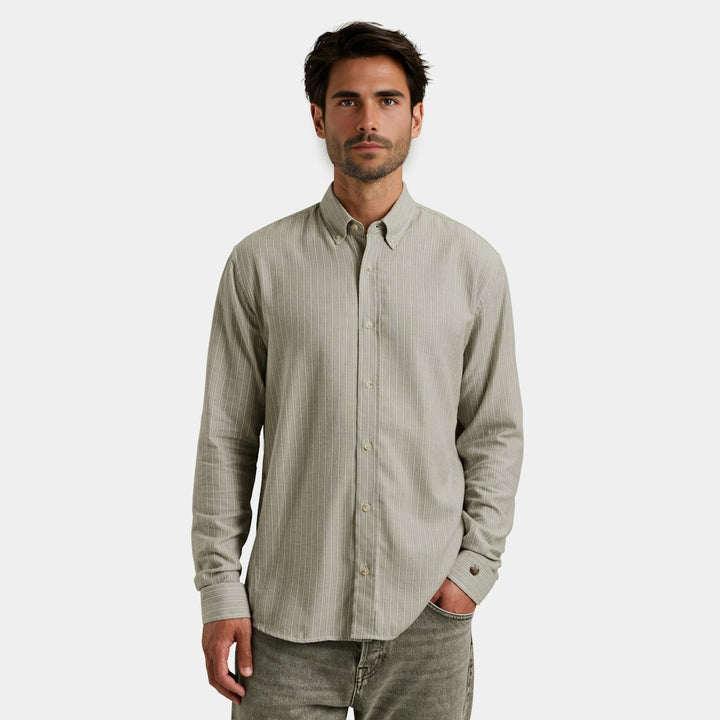 Long Sleeve Shirt Yd Stripe Brushe - Groen Dessin