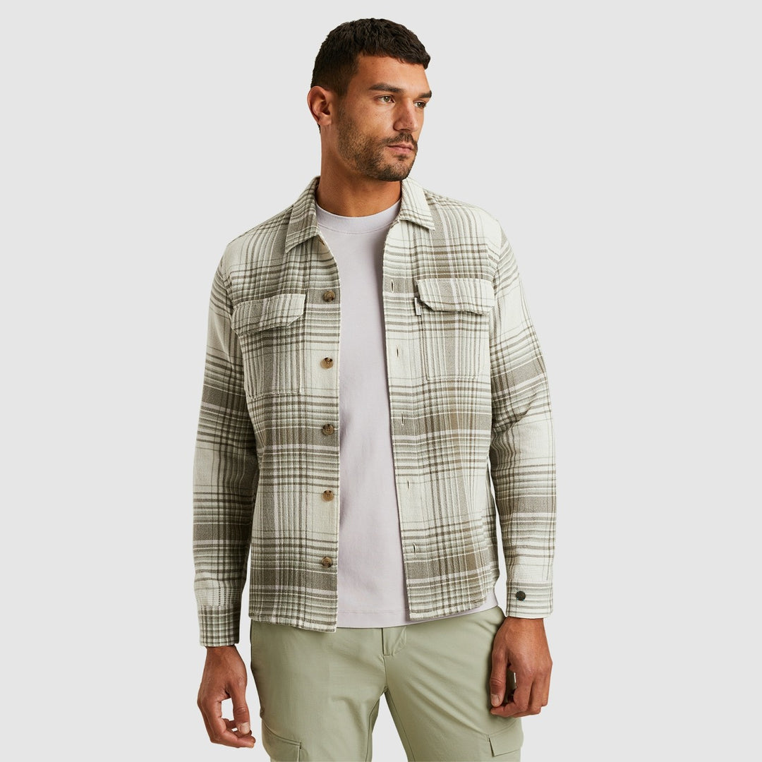 Long Sleeve Shirt Check Weave Yd - Groen Dessin