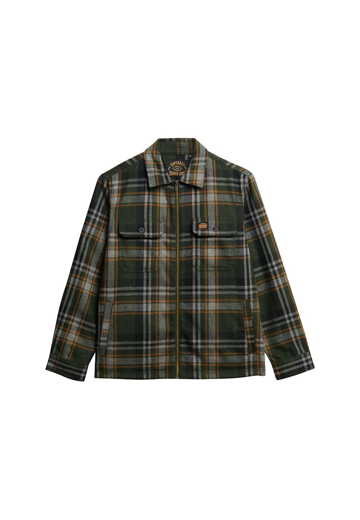 Wool Miller Overshirt Met Rits - Groen Dessin