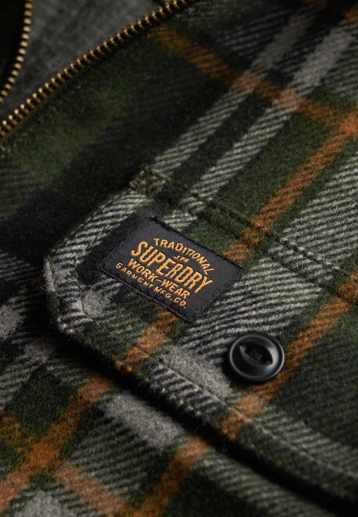 Wool Miller Overshirt Met Rits - Groen Dessin
