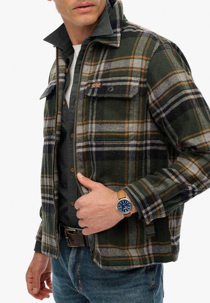 Wool Miller Overshirt Met Rits - Groen Dessin