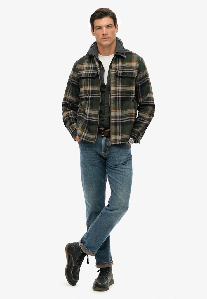 Wool Miller Overshirt Met Rits - Groen Dessin