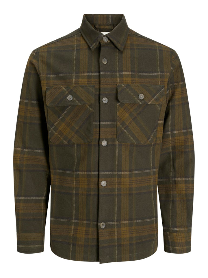 Jprrayle Melange Check L/s Overshirt Sn - Groen Dessin