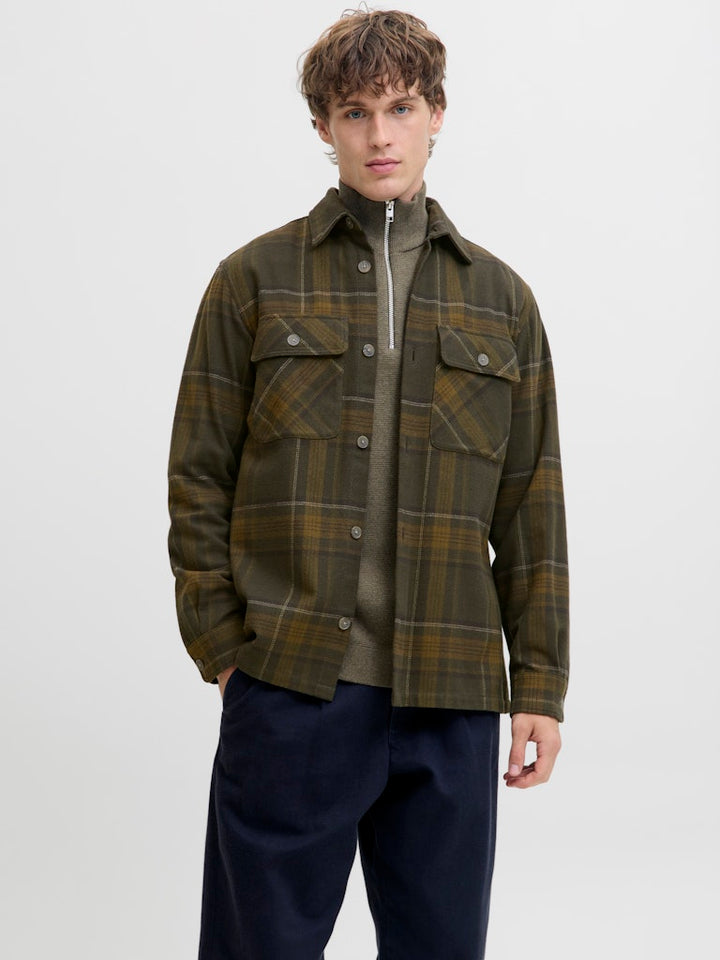 Jprrayle Melange Check L/s Overshirt Sn - Groen Dessin