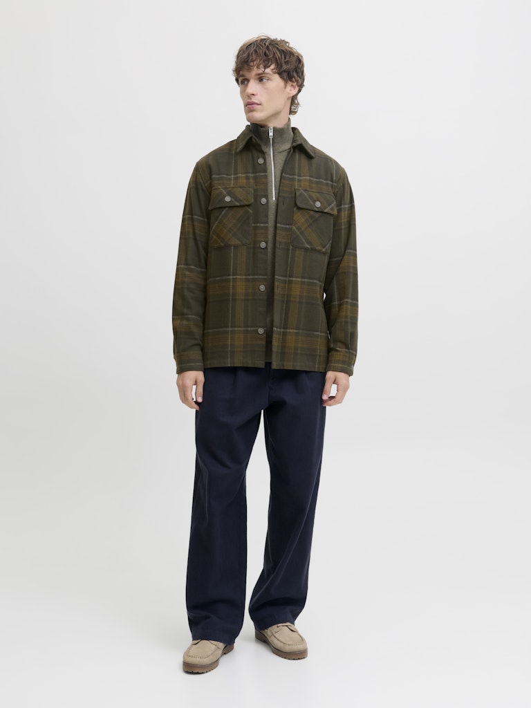 Jprrayle Melange Check L/s Overshirt Sn - Groen Dessin
