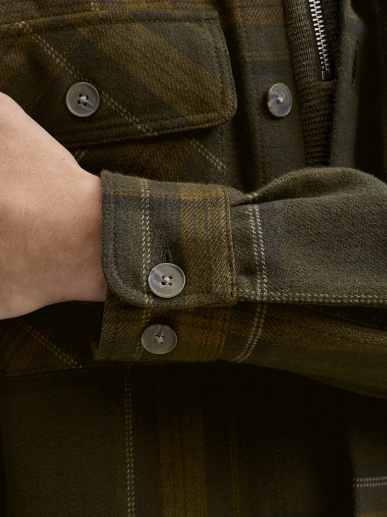 Jprrayle Melange Check L/s Overshirt Sn - Groen Dessin