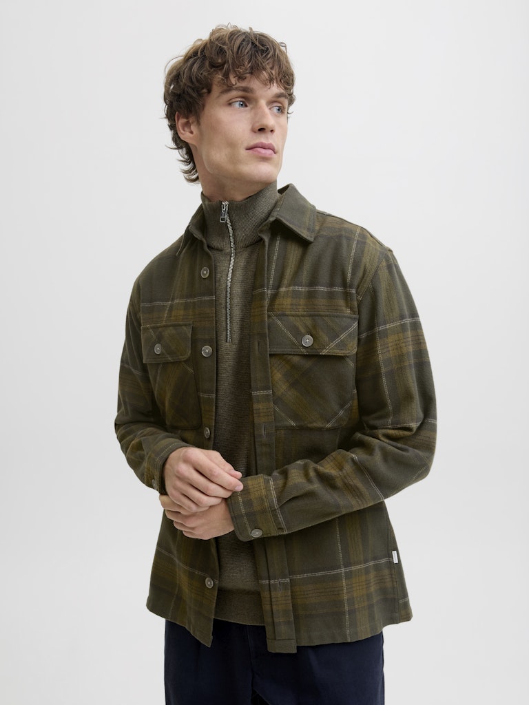 Jprrayle Melange Check L/s Overshirt Sn - Groen Dessin