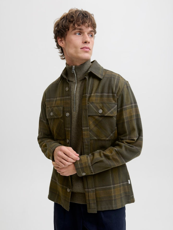 Jprrayle Melange Check L/s Overshirt Sn - Groen Dessin