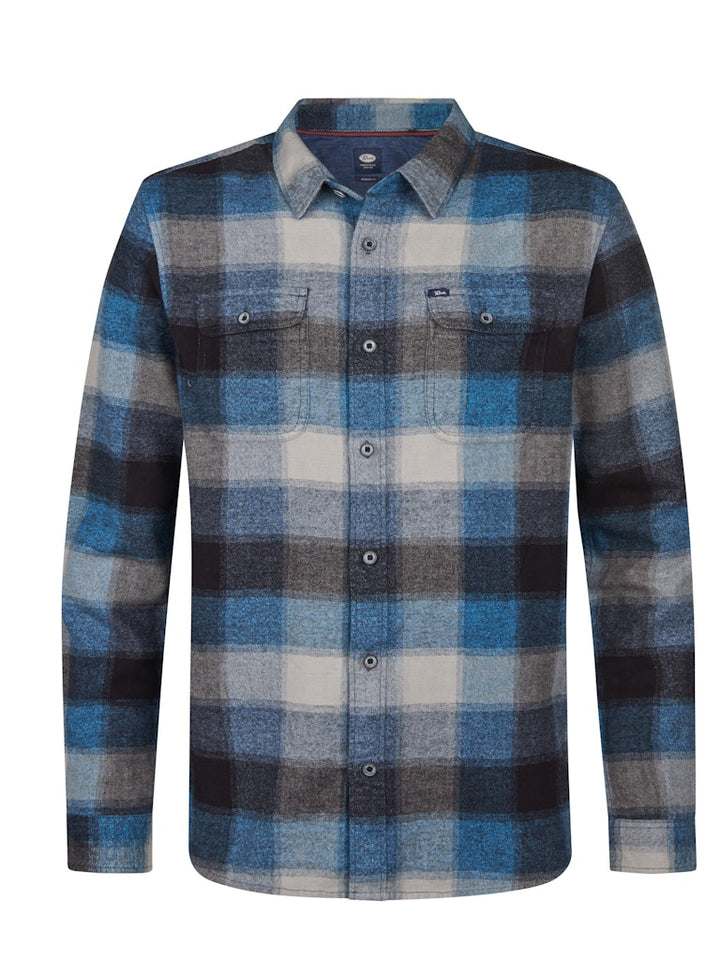 Men Shirt Long Sleeve Check - Lichtblauw