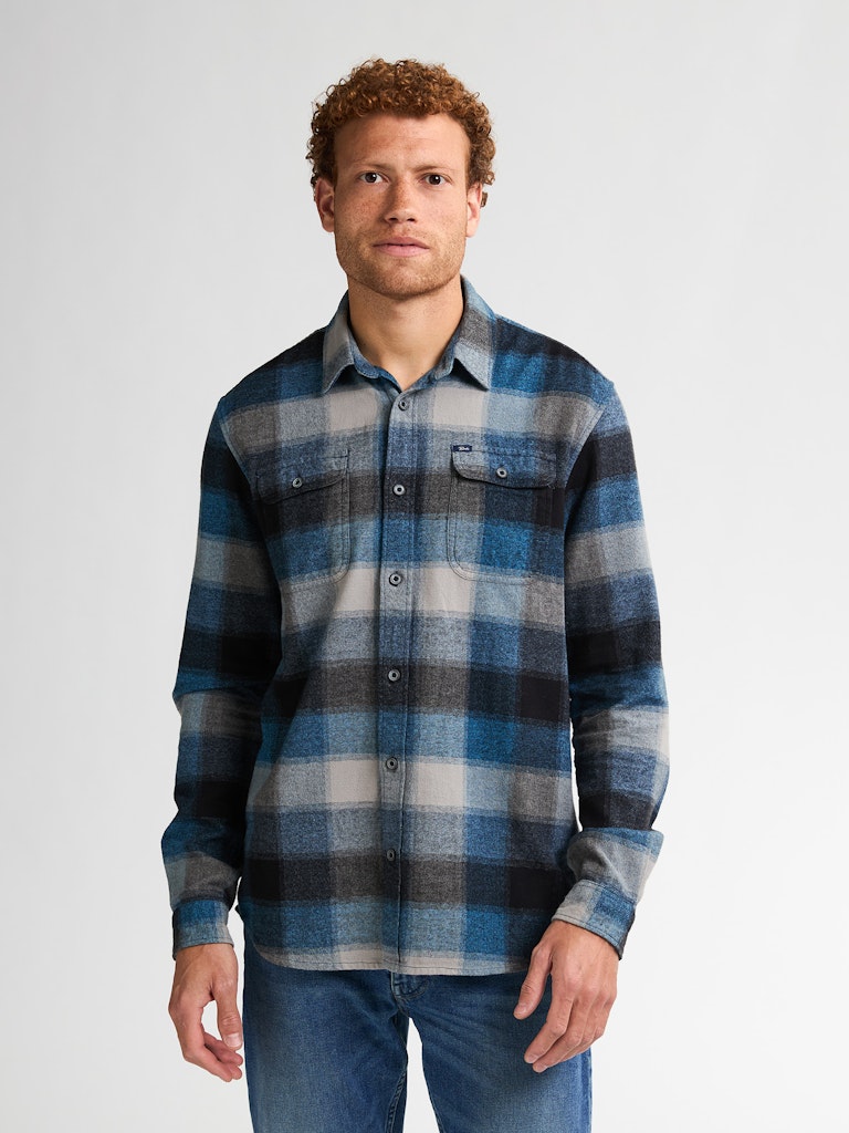 Men Shirt Long Sleeve Check - Lichtblauw