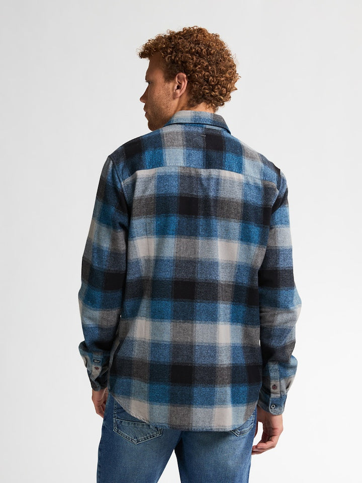Men Shirt Long Sleeve Check - Lichtblauw