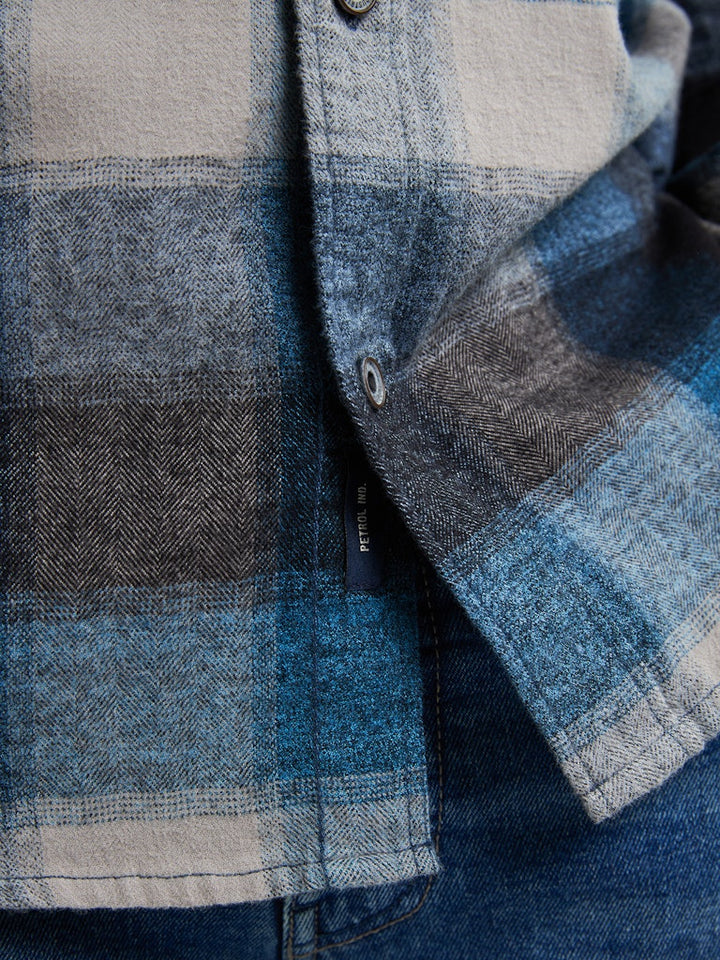 Men Shirt Long Sleeve Check - Lichtblauw