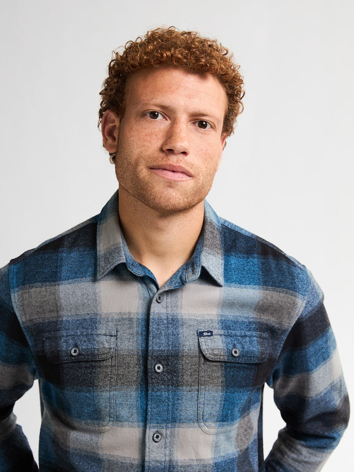 Men Shirt Long Sleeve Check - Lichtblauw