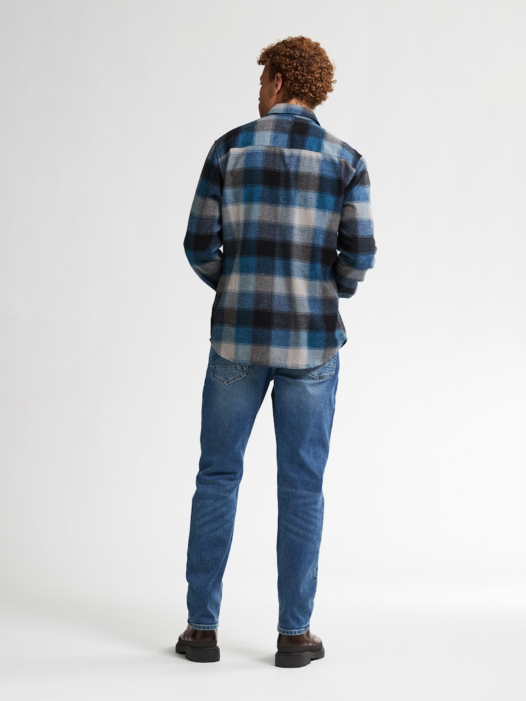 Men Shirt Long Sleeve Check - Lichtblauw