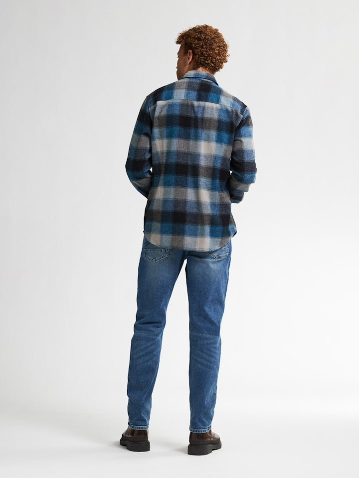 Men Shirt Long Sleeve Check - Lichtblauw
