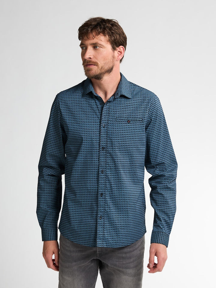 Men Shirt Long Sleeve Aop - Lichtblauw