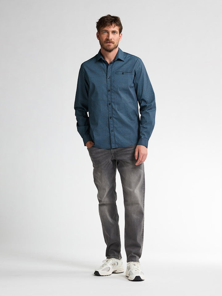 Men Shirt Long Sleeve Aop - Lichtblauw