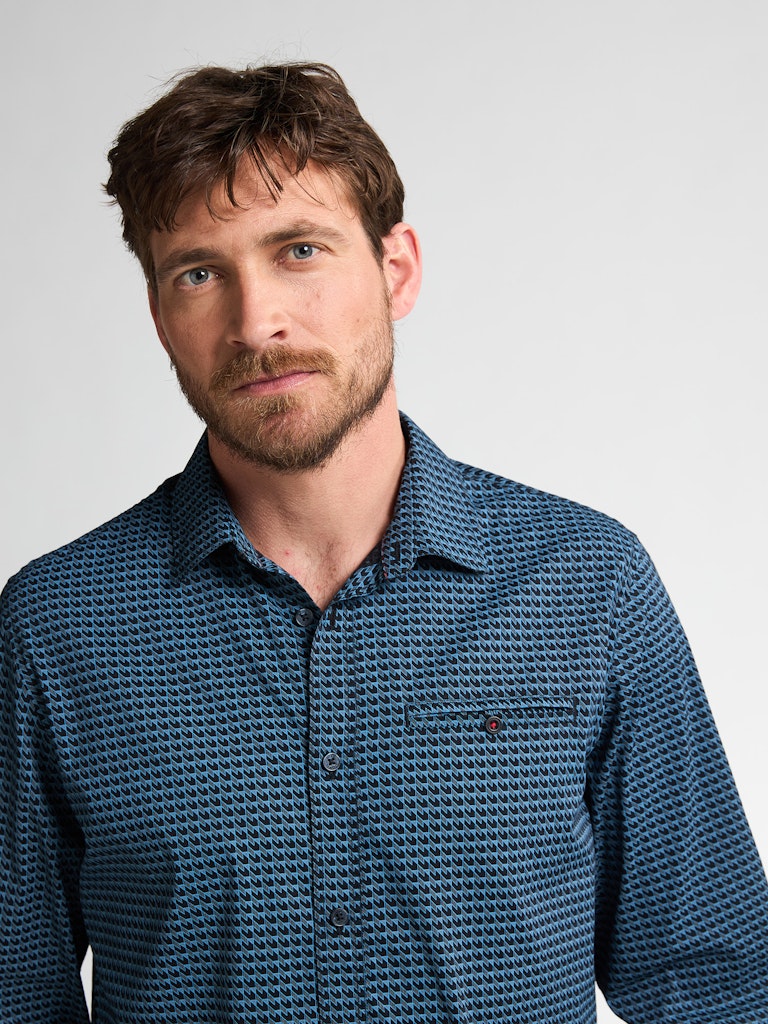 Men Shirt Long Sleeve Aop - Lichtblauw