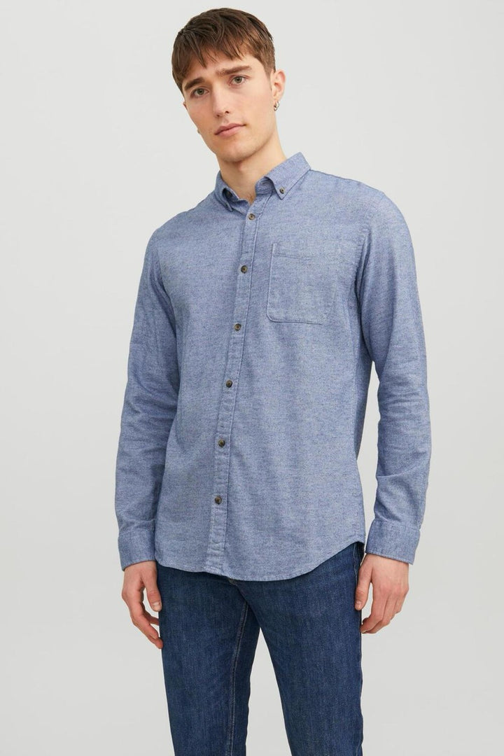 Jjeclassic Melange Shirt Ls Sn - Blue Denim