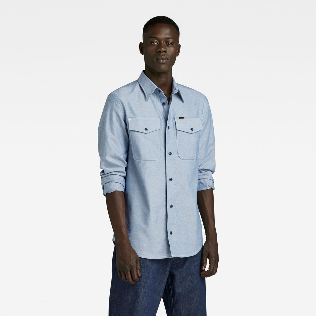 Marine Slim Shirt Ls - Blue Denim