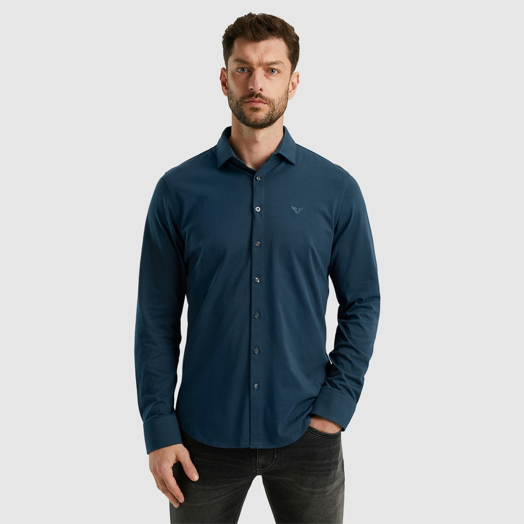 Long Sleeve Shirt Satin Jersey - Navy