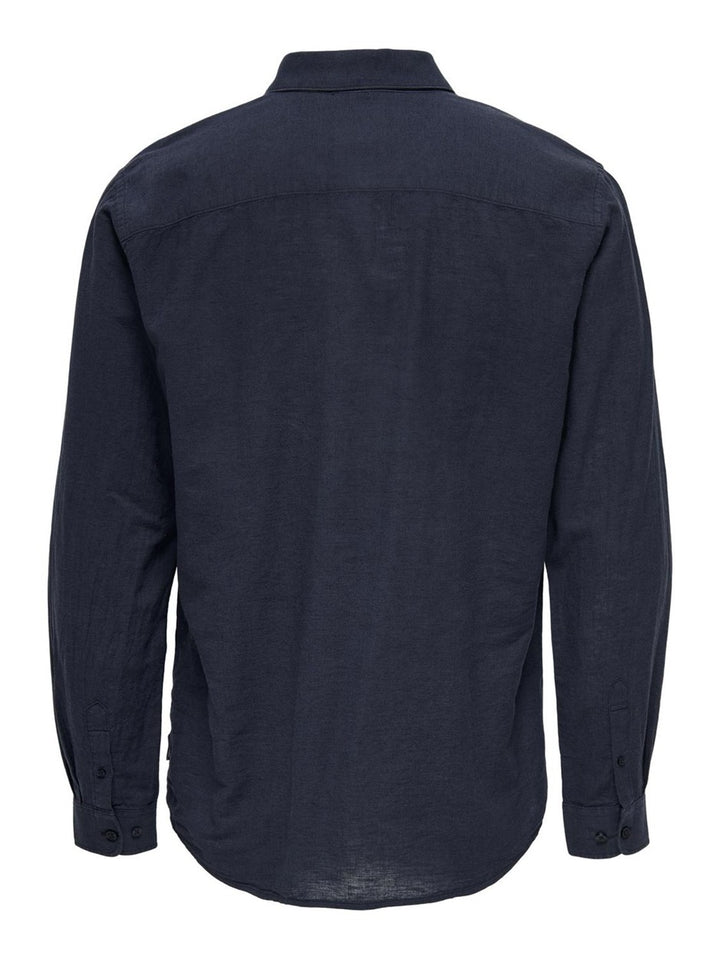 Onscaiden Ls Solid Linen Shirt Noos - Navy