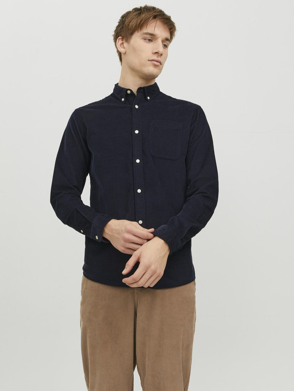 Jjeclassic Cord Shirt Ls Sn - Navy