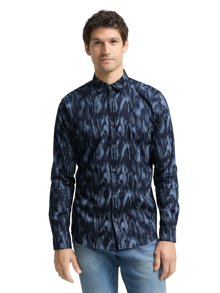 Aop Shirt L/s - Blauw Dessin