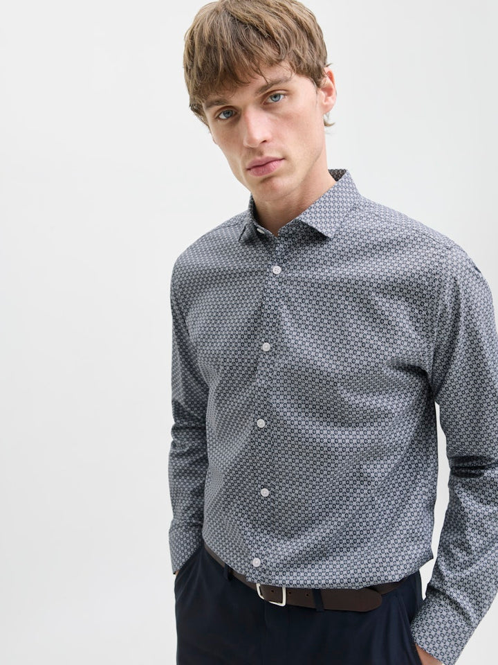 Jprblablackpool Stretch Aop Ls Shirt Sn - Blauw Dessin
