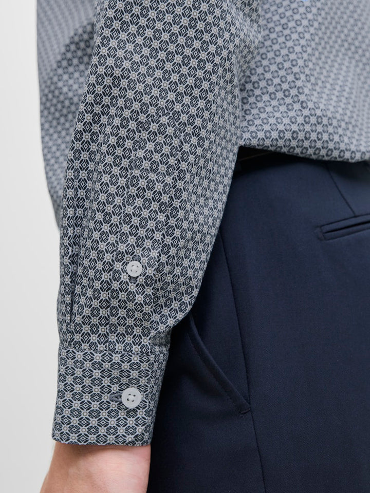Jprblablackpool Stretch Aop Ls Shirt Sn - Blauw Dessin