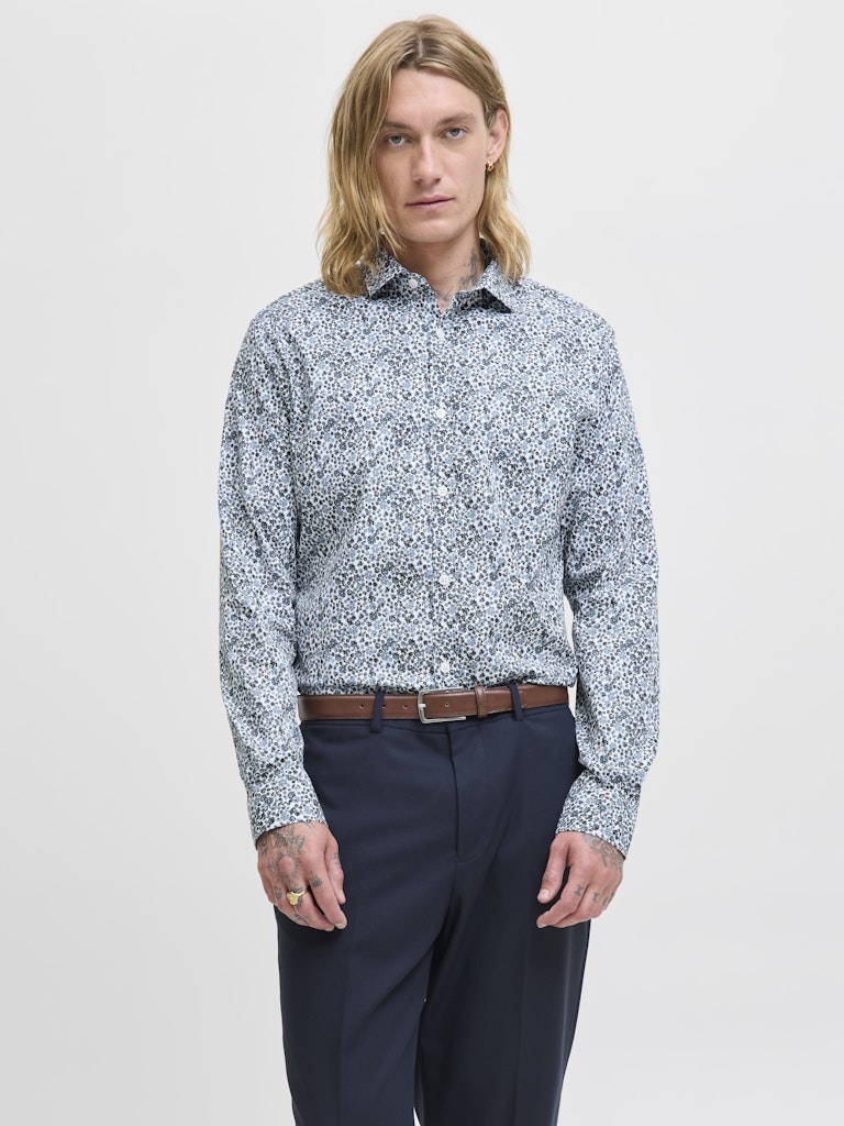Jprblablackpool Stretch Aop Ls Shirt Sn - Blauw Dessin