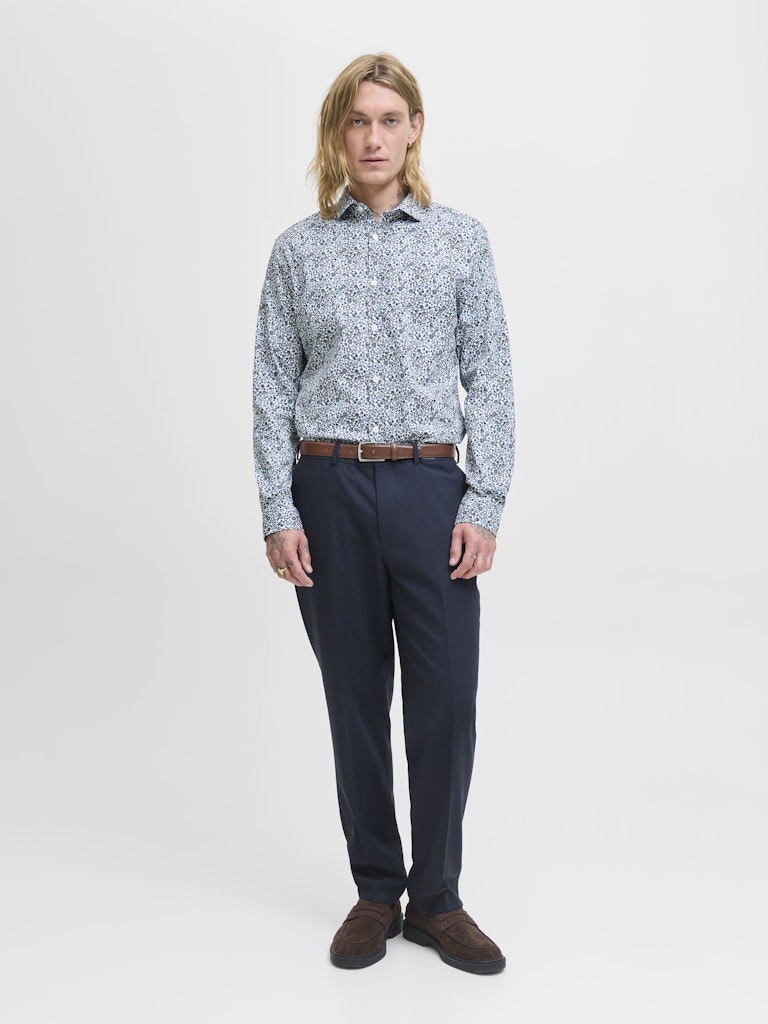 Jprblablackpool Stretch Aop Ls Shirt Sn - Blauw Dessin