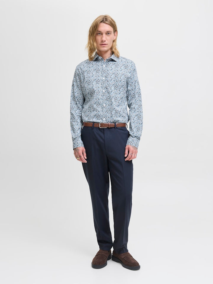 Jprblablackpool Stretch Aop Ls Shirt Sn - Blauw Dessin