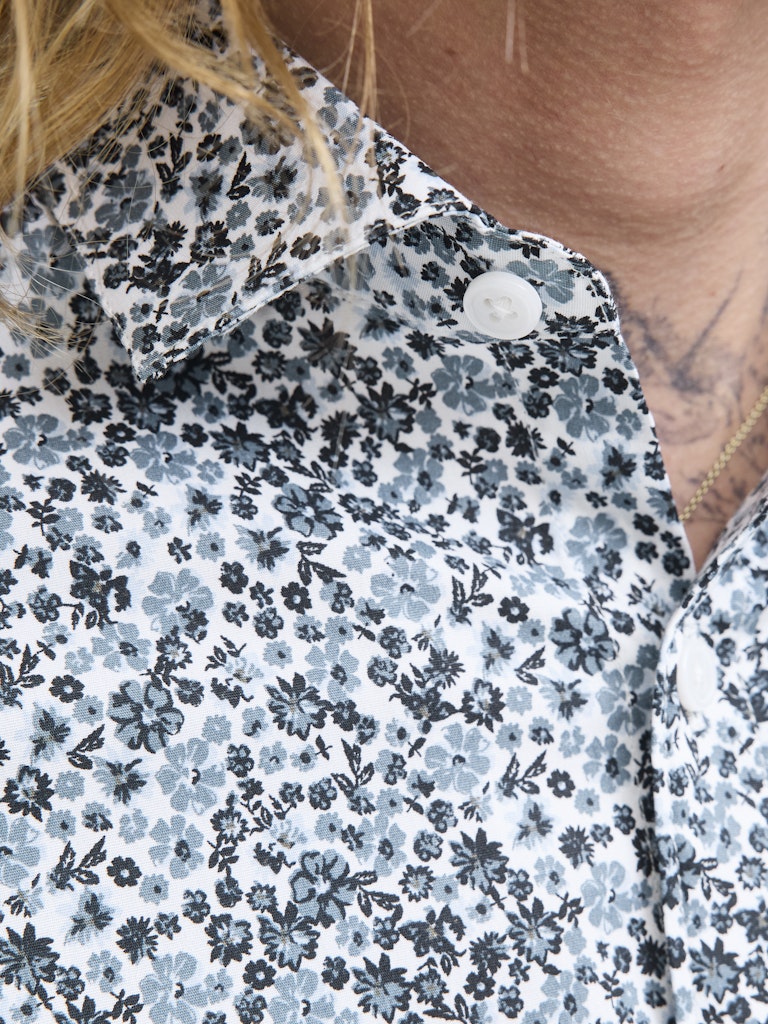 Jprblablackpool Stretch Aop Ls Shirt Sn - Blauw Dessin