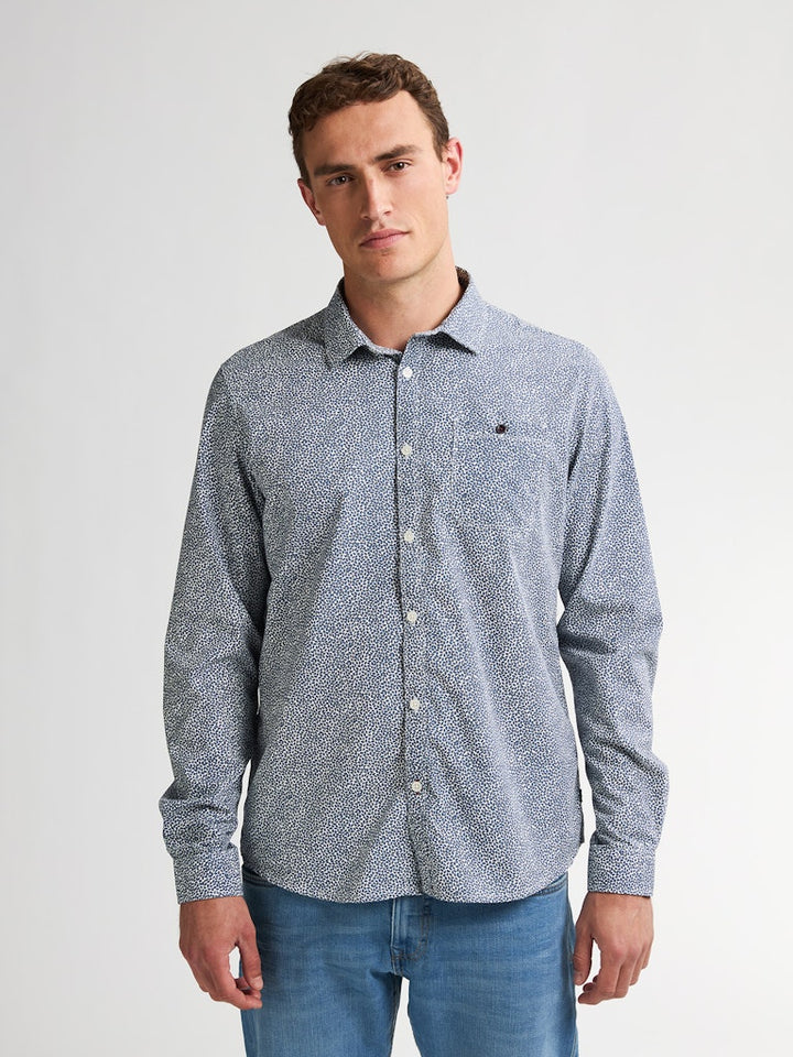 Men Shirt Long Sleeve Aop - Blauw Dessin