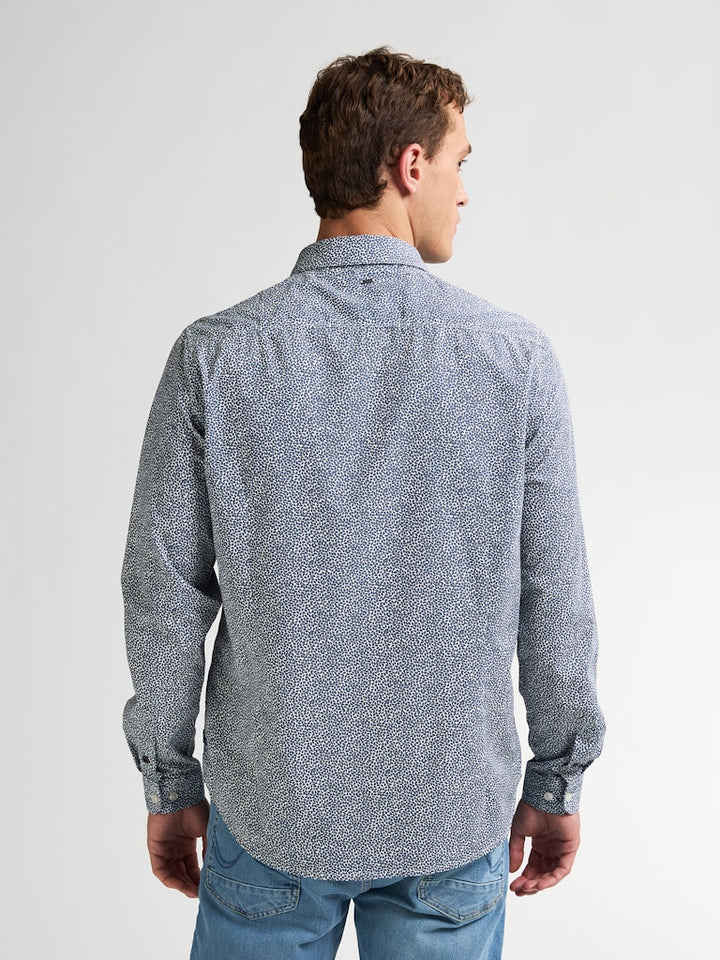 Men Shirt Long Sleeve Aop - Blauw Dessin