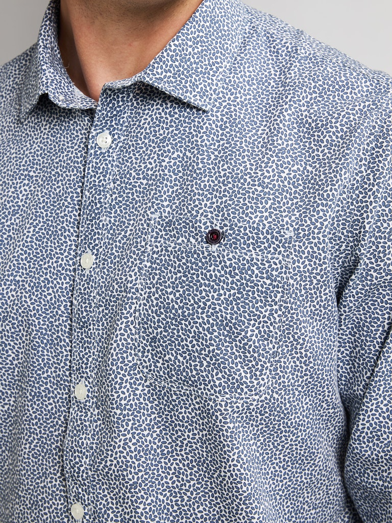 Men Shirt Long Sleeve Aop - Blauw Dessin
