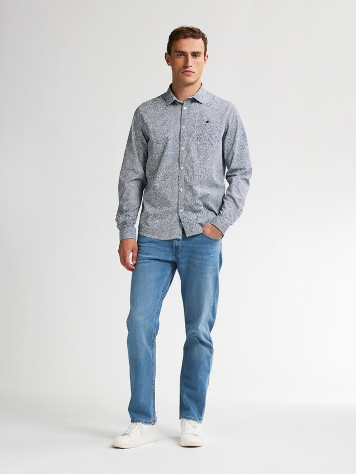 Men Shirt Long Sleeve Aop - Blauw Dessin